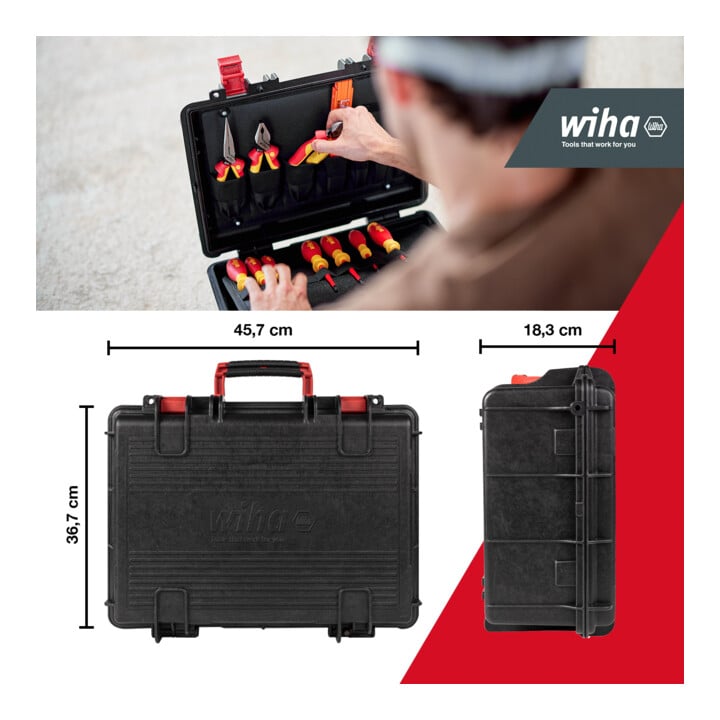 Wiha Coffret d'apprentissage pour installation électrique 18 pièces VDE I Coffret d'outils d'électricien rempli I Set d'outils pour professionnels et apprentis I Outils d'électricien