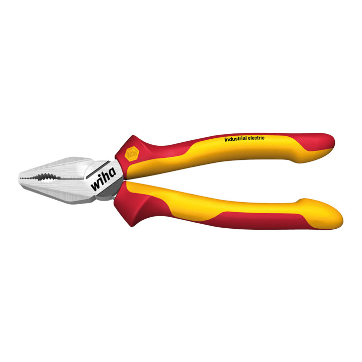 Wiha combinatietang Industrial electric met DynamicJoint® en OptiGrip met extra lange snijkant in blister 180 mm