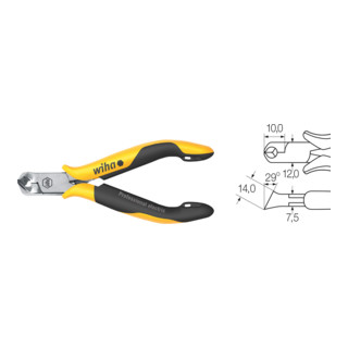 Wiha diagonale doorslijper Professional ESD brede kop, ca. 29° met kleine afschuining 115 mm