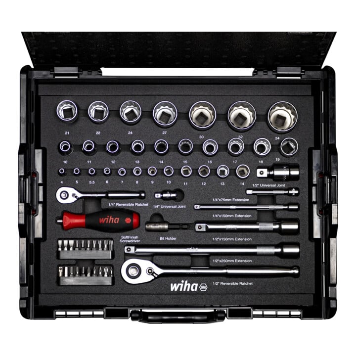 Wiha doppen- en bitset 1/4" en 1/2" 60 dlg. incl. L-Boxx (44685)