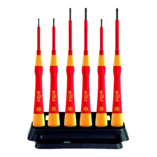 Wiha Feinschraubendreher Set PicoFinish electric Schlitz, Phillips 6-tlg. mit Halter