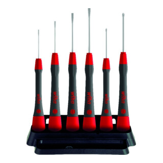 Wiha fijnschroevendraaierset PicoFinish® sleuf, kruiskop 6 dlg. met houder