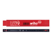 Wiha Gliedermaßstab Longlife® Plus Composite 2 m metrisch, 10 Glieder rot/ schwarz