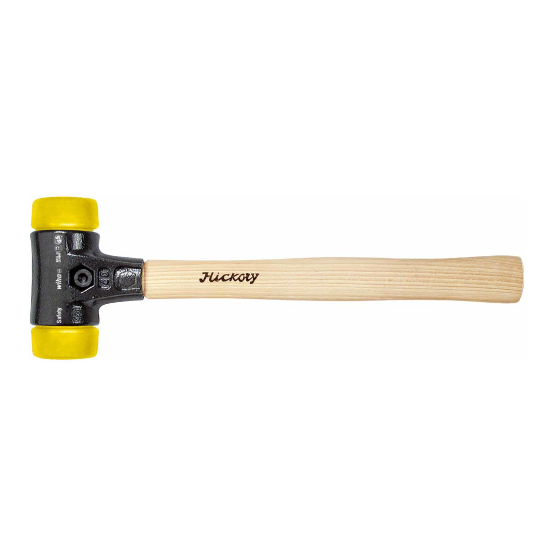 Wiha halfharde hamer Safety medium hard/medium hard met hickory houten steel, ronde slagkop 40 mm