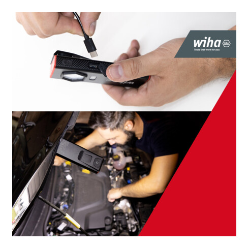 Wiha Handleuchte 1.200 lm, mit On-/Off Sensor, Handlampe mit Dimmfunktion, Akku LED Handleuchte, USB-C aufladbar, 10 h Leuchtdauer (45699)