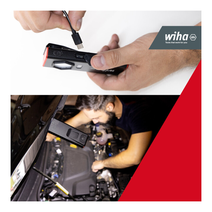 Wiha Handleuchte 1.200 lm, mit On-/Off Sensor, Handlampe mit Dimmfunktion, Akku LED Handleuchte, USB-C aufladbar, 10 h Leuchtdauer (45699)