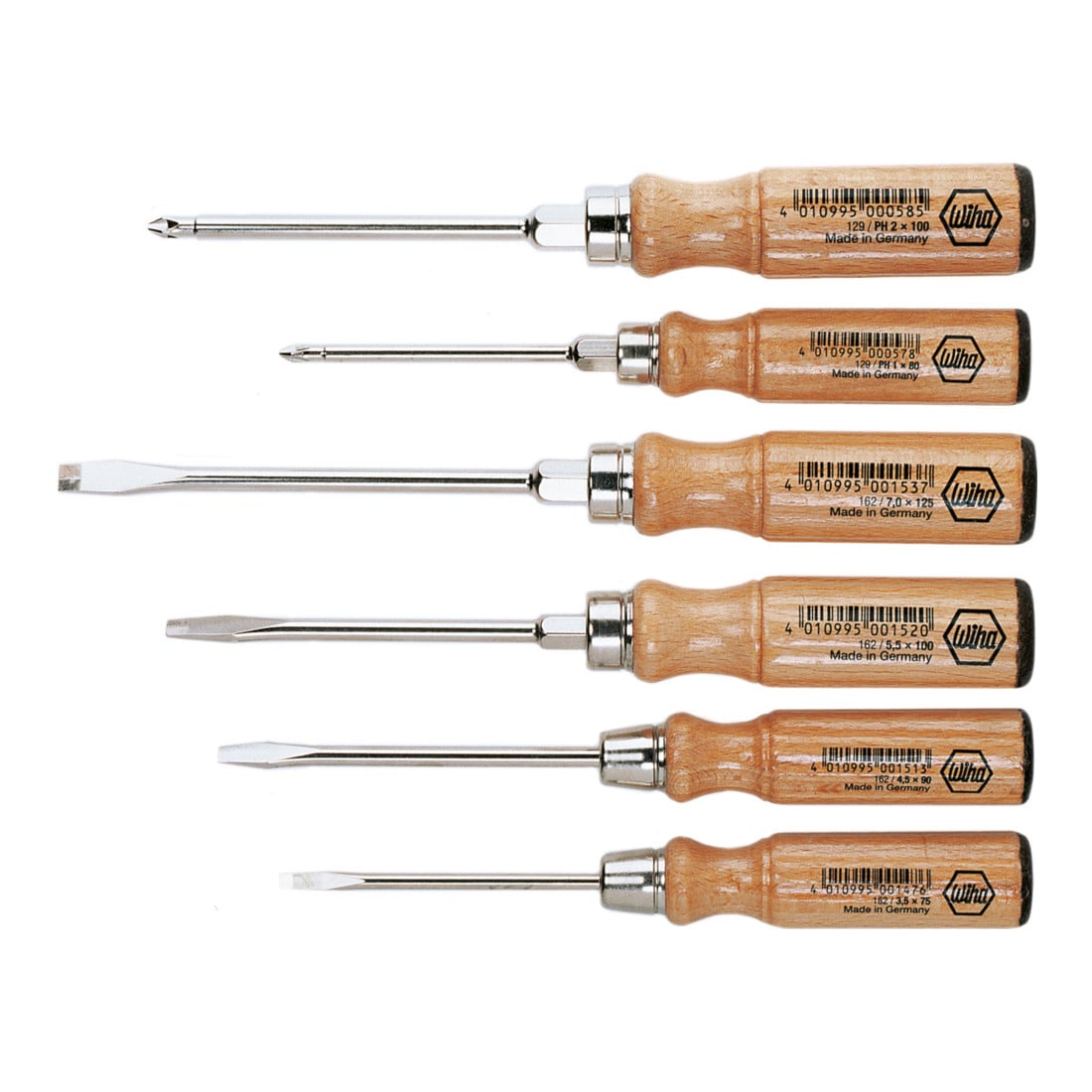 Wiha Holz-Schraubendreher Set Schlitz, Phillips 6-tlg.
