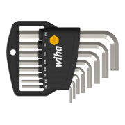 Wiha Jeu de clés mâles en étui Classic Six pans, 8 pcs courtes, nickelé brillant exécution en pouces (01176)-1