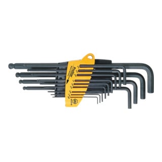 Wiha Jeu de clés mâles en étui ProStar Six pans à tête sphérique, 13 pcs, oxydé noir, exécution en pouces, sous blister (24851)