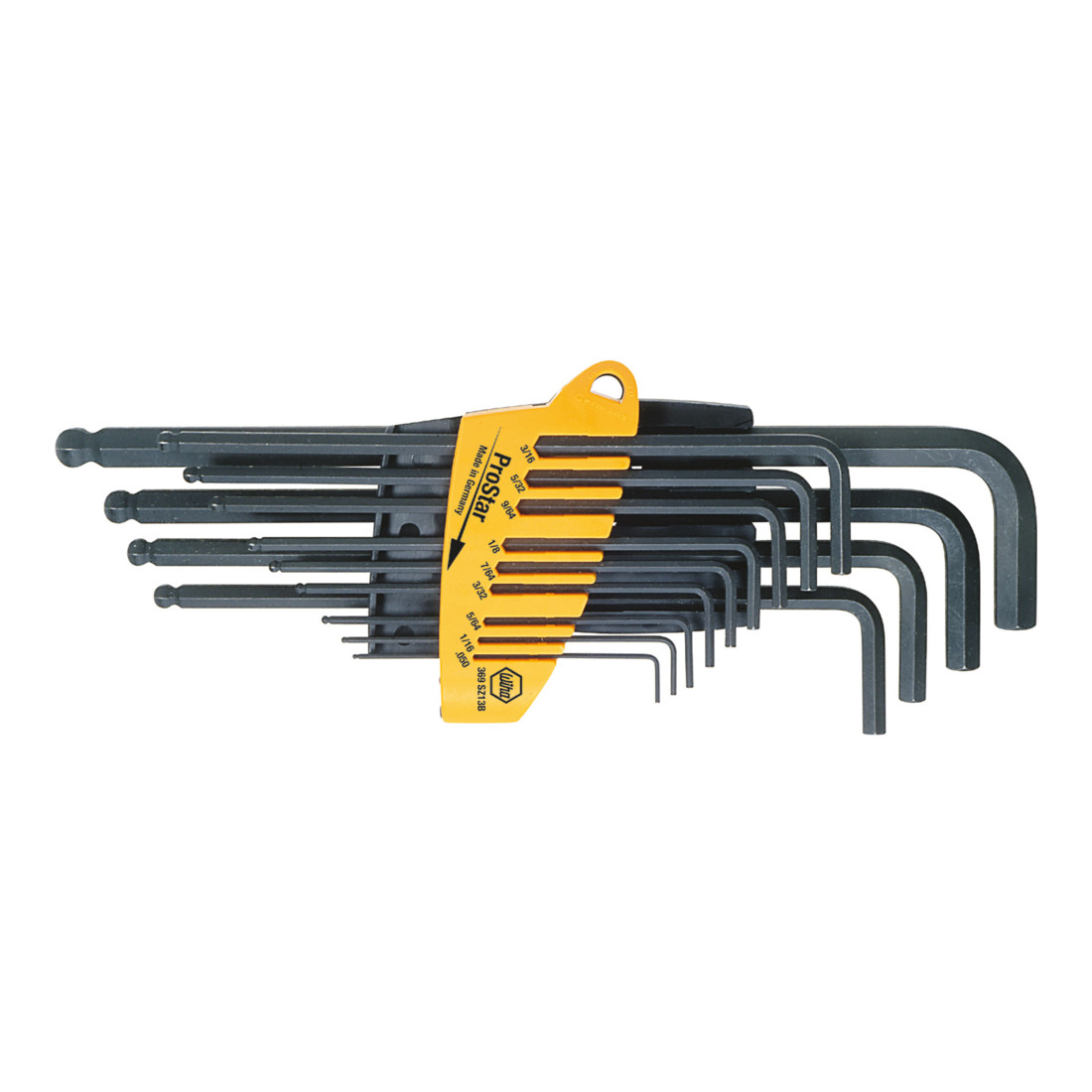 Wiha Jeu de clés mâles en étui ProStar Six pans à tête sphérique, 13 pcs, oxydé noir, exécution en pouces, sous blister (24851)