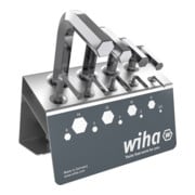 Wiha Jeu de clés mâles Six pans, courtes, nickelées brillantes sur présentoir 9 pcs (01182)-1