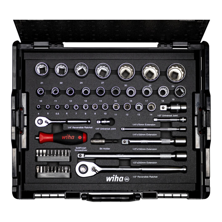 Wiha jeu de douilles et d'embouts 1/4" et 1/2" 60 pcs. incl. L-Boxx (44685)