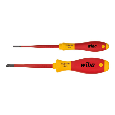 Wiha Jeu de tournevis SoftFinish® electric slimFix Fente, Pozidriv 2 pcs sous blister (36332)