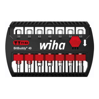 Wiha Jeu d'embouts BitBuddy® embout TY de 49 mm Six pans, 7 pcs 1/4" (42114)