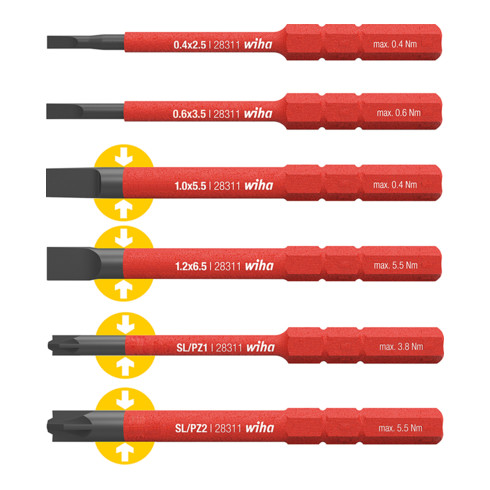 Wiha Jeu d'embouts slim electric Fente, PlusMinus/Pozidriv 6 pcs dans un coffret (42213)