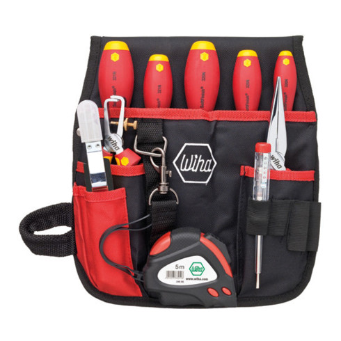 Wiha Jeu d'outils électricien Mélangé fente, Phillips, 10 pcs dans une sacoche de ceinture (40948)