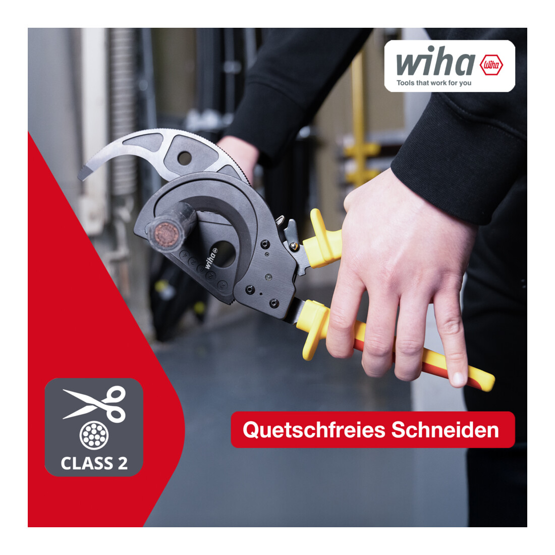 Wiha Kabelknipper tot 500 mm² | Ratelsnijder voor Cu- en Al-kabels | Kabelschaar met ratelprincipe | Ratelsnijder voor aluminium- en koperen kabels