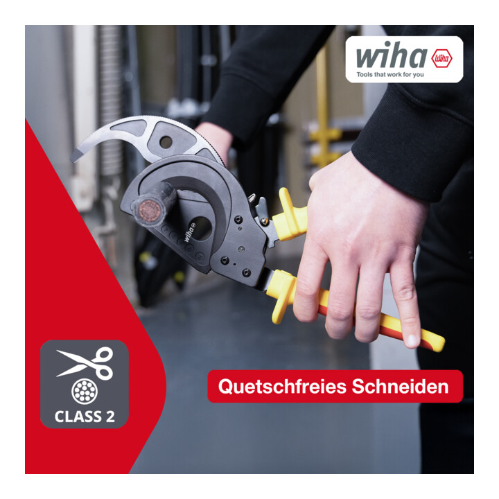 Wiha Kabelschneider bis 500 mm² I Ratschenkabelschneider für Cu- und AI-Kabel I Kabelschere mit Ratschenprinzip I Ratschenschneider für Aluminium- und Kupferkabel
