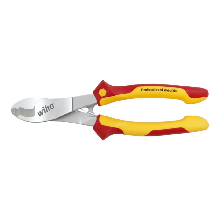 Wiha Kabelschneider Professional electric mit ein- und ausschaltbarer Öffnungsfeder in Blister 180 mm (43664)