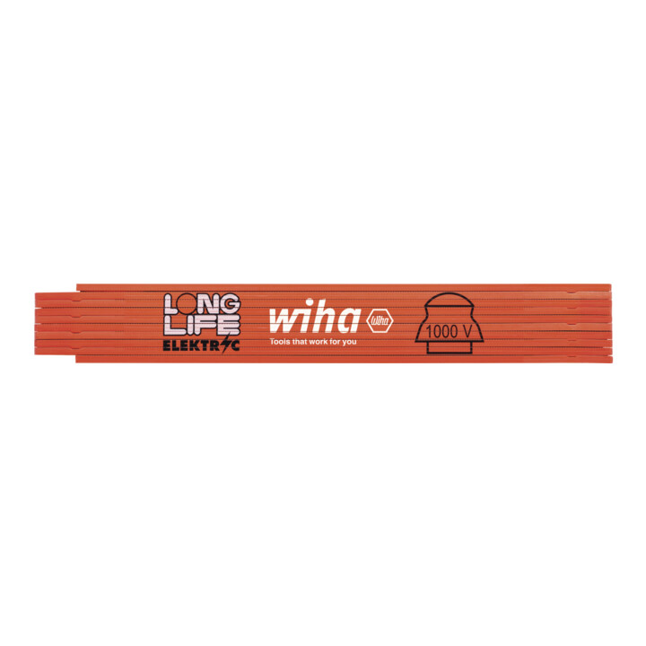 Wiha Mètre pliant pour électricien Longlife® 2 m métrique, 10 branches (42068) orange