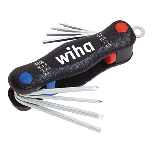 Wiha Multitool Mini PocketStar Fente, Phillips, six pans femelle, 8 pcs sous blister (27936)