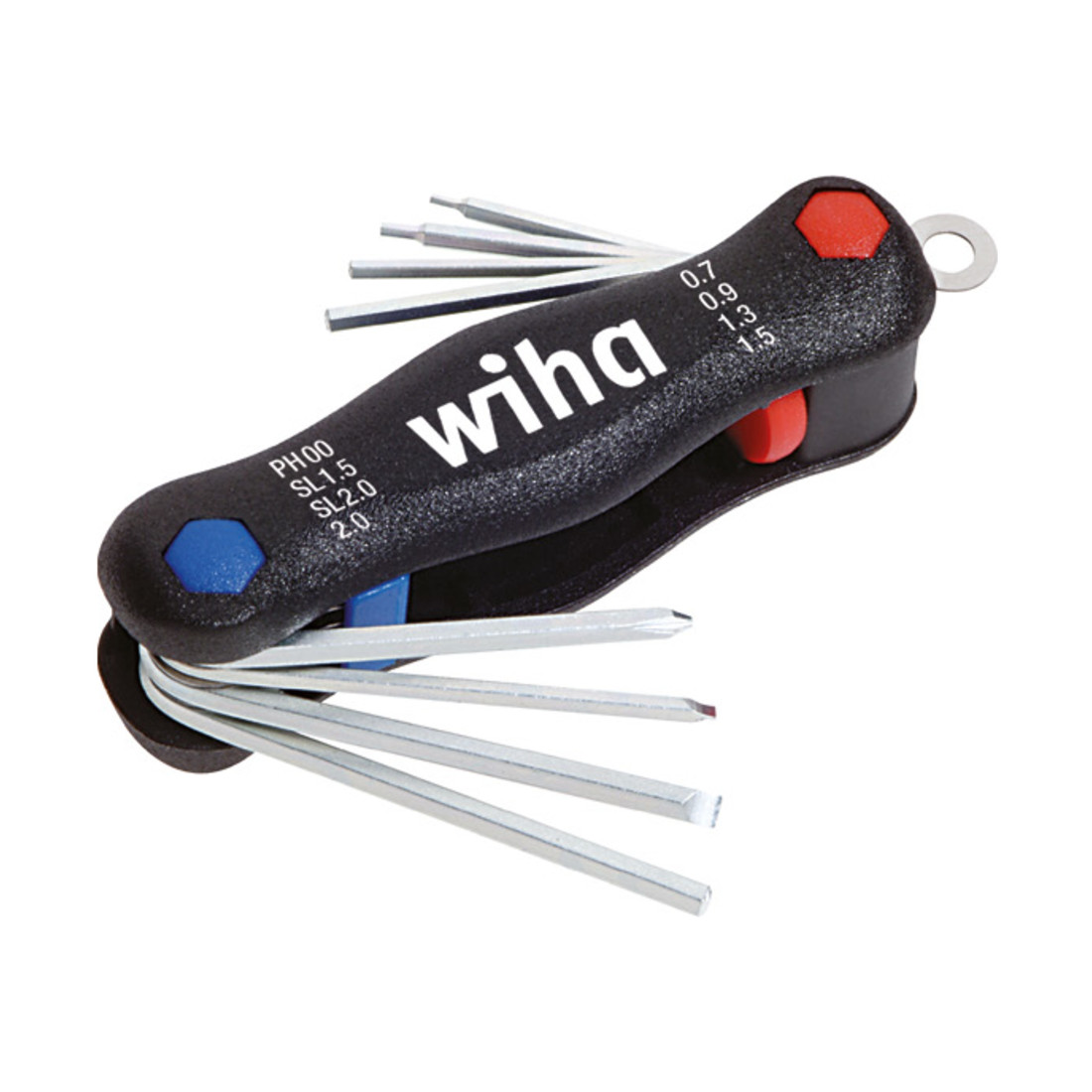 Wiha Multitool Mini PocketStar Fente, Phillips, six pans femelle, 8 pcs sous blister (27936)