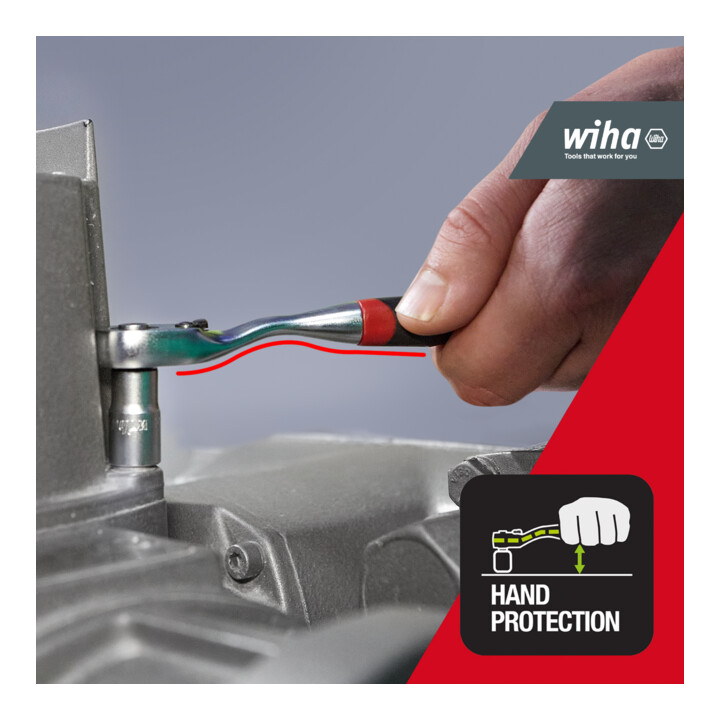 Wiha Omschakelratel 1/2" met drukknop en kogelbeveiliging 250 mm (45627)