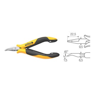 Wiha Pince demi-ronde Professional ESD Forme courbe, env. 45° (26802) 120 mm