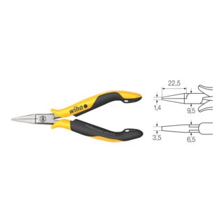 Wiha Pince plate Professional ESD Mâchoires plates, courtes (26806) 120 mm