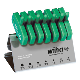 Wiha pinsleutel met sleutelgreep set TX 7 dlg. zwart oxide in werkbank standaard