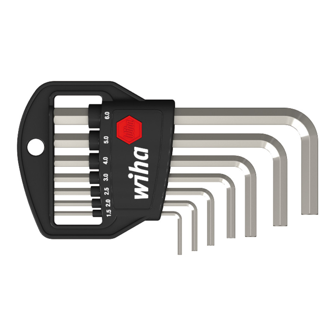 Wiha pinsleutelset in Classic houder zeskant 7 stuks, blank vernikkeld, pinsleutellengte 46, 51, 57, 64, 72, 83, 94