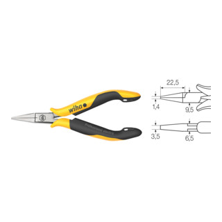 Wiha platte rondbektang Professional ESD plat, korte bekken 120 mm
