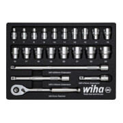 Wiha Ratschenschlüssel Set 3/8" 22-tlg inkl. Schaumeinlage I Chrom-Vanadium-Stahl Werkzeug für Montage & Installation (44708)