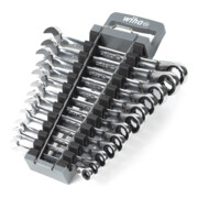 Wiha Ringratschen-Gabelschlüssel Set 12-tlg. umschaltbar inkl. Halter I Ring Ratschenschlüssel Set 8-19 mm I Maulschlüssel Satz mit Ringratsche, 44661