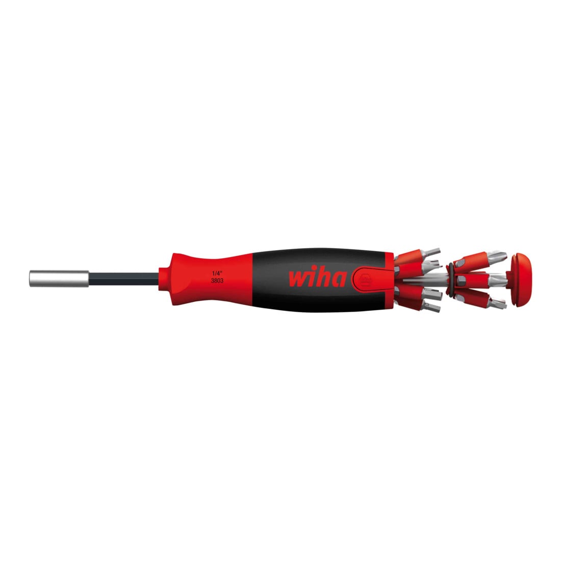 Wiha Schraubendreher mit Bit Magazin LiftUp 25 magnetisch gemischt mit 12 Bits Schlitz 4.5 6.5 PH1 PH2 PH3 PZ1 PZ2 PZ3 T15 T20 T25 T30 1/4" in Blister