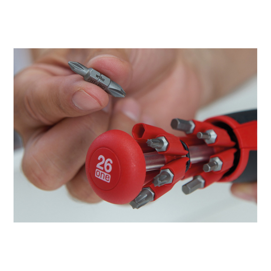 Wiha Schraubendreher mit Bit Magazin LiftUp 26one® gemischt mit 13 Doppelbits, 1/4" in Blister