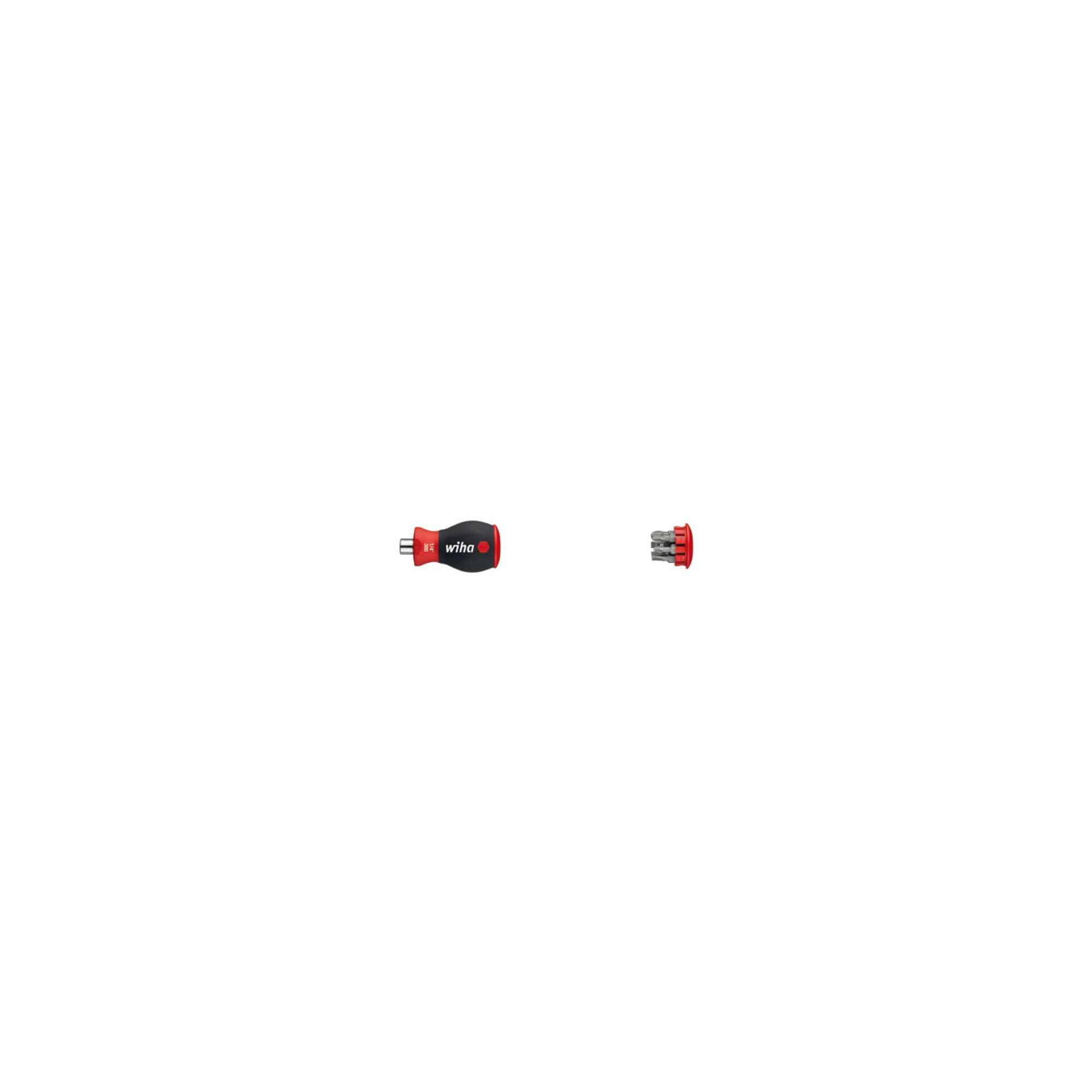 Wiha Schraubendreher mit Bit Magazin magnetisch Phillips, Schlitz mit 6 Bits, Stubby, 1/4" in Blister