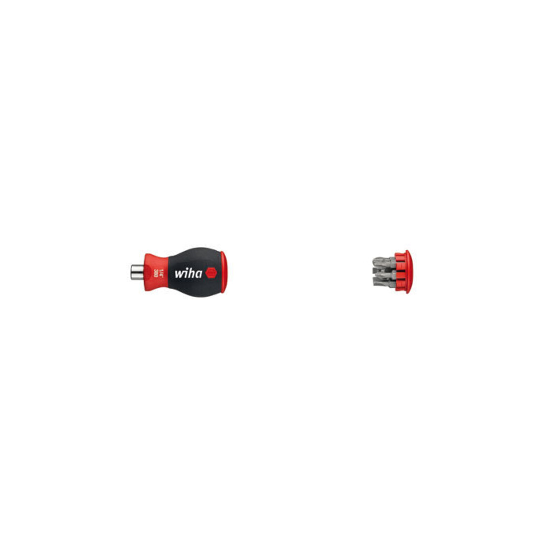 Wiha Schraubendreher mit Bit Magazin magnetisch Phillips, Schlitz mit 6 Bits, Stubby, 1/4" in Blister