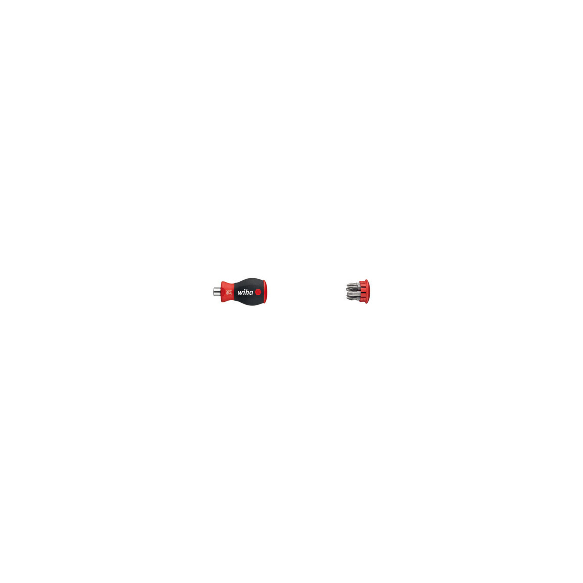 Wiha Schraubendreher mit Bit Magazin magnetisch Pozidriv, Phillips mit 6 Bits, Stubby, 1/4" in Blister