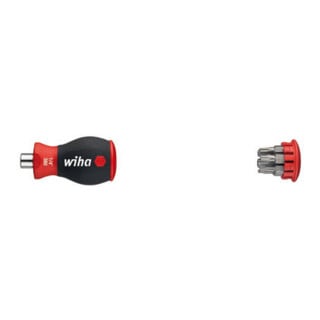 Wiha Schraubendreher mit Bit Magazin magnetisch TX mit 6 Bits, Stubby, 1/4" in Blister