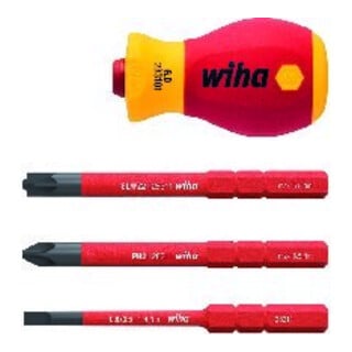 Wiha Schraubendreher mit Bithalter Set SoftFinish slimVario electric 4-tlg. mit slimBits