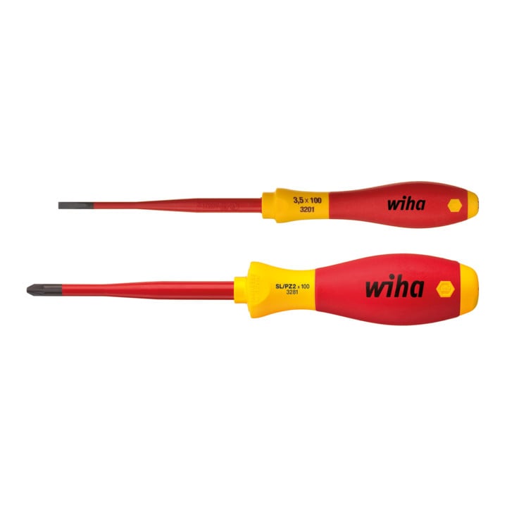Wiha Schraubendreher Set SoftFinish® electric slimFix Schlitz, PlusMinus/Pozidriv 2-tlg. in Blister