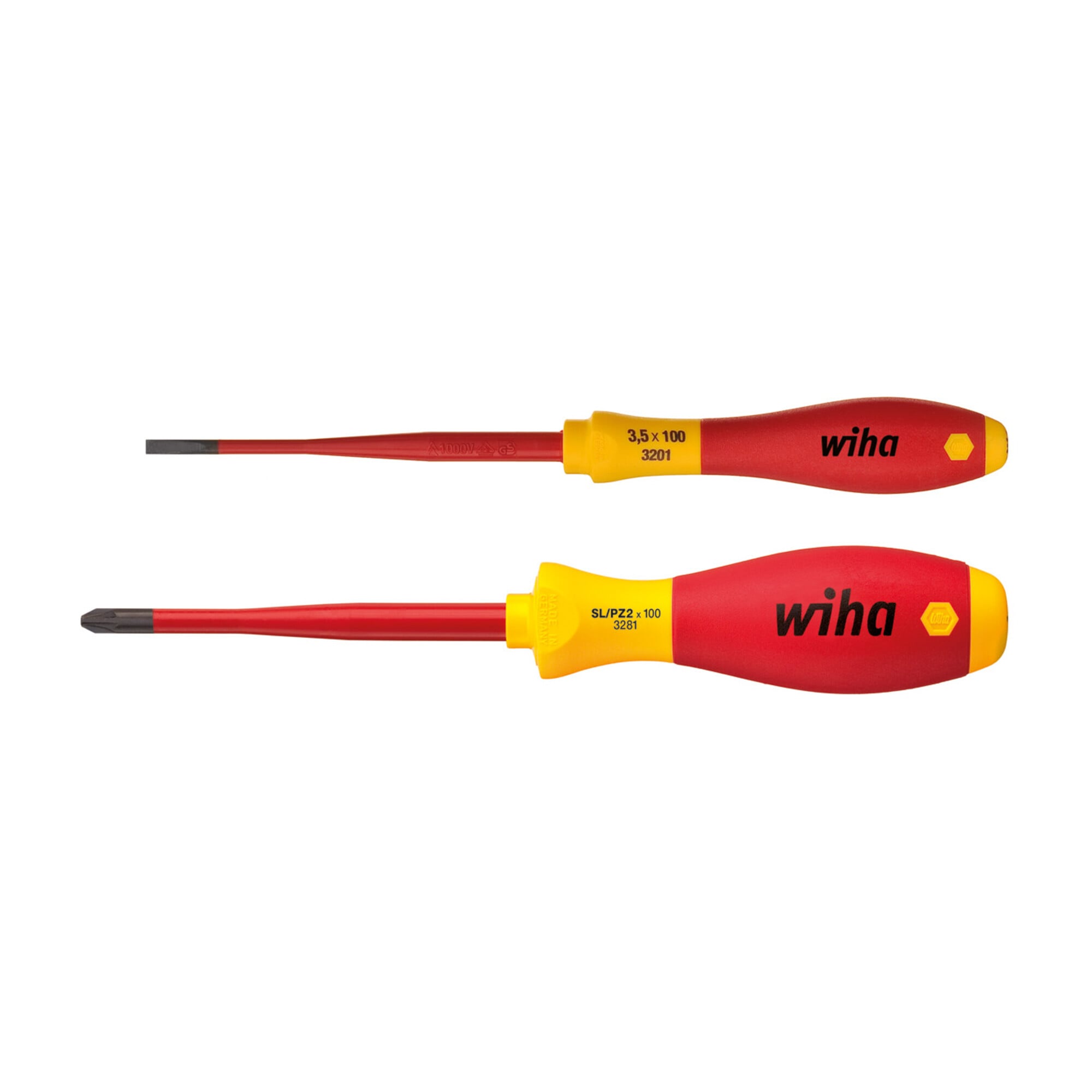 Wiha Schraubendreher Set SoftFinish electric slimFix Schlitz, PlusMinus/Pozidriv 2-tlg. in Blister