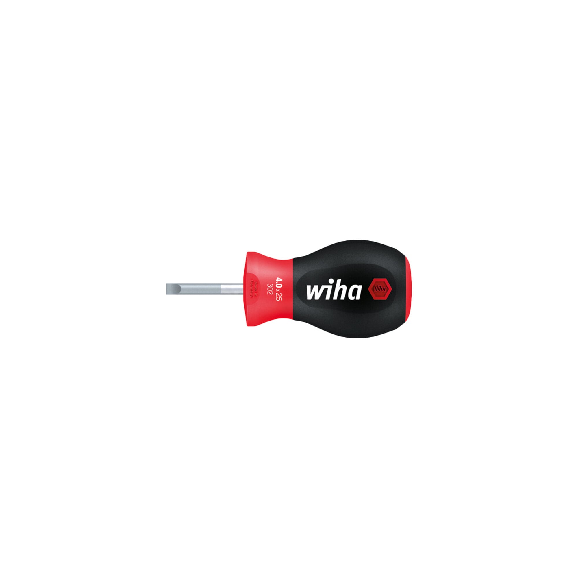 Wiha Schraubendreher SoftFinish Schlitz mit kurzer Rundklinge, Stubby 4,0 mm x 25 mm