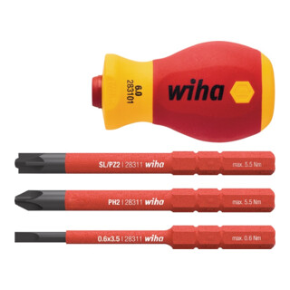 Wiha schroevendraaier met bithouder set SoftFinish® electric slimVario® Stubby 4 dlg.