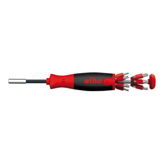 Wiha schroevendraaier met bitmagazijn LiftUp 25 magnetisch gemengd met 12 bits sleuf 5,5 PH2 PZ1 PZ2 PZ3 T15 T20 T25 T30 zeskant inbus 3 4 5 1/4" in blisterverpakking