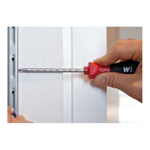 Wiha schroevendraaier SoftFinish® sleuf met ronde kling en gelaserde mm-schaal 4,0 mm x 100 mm