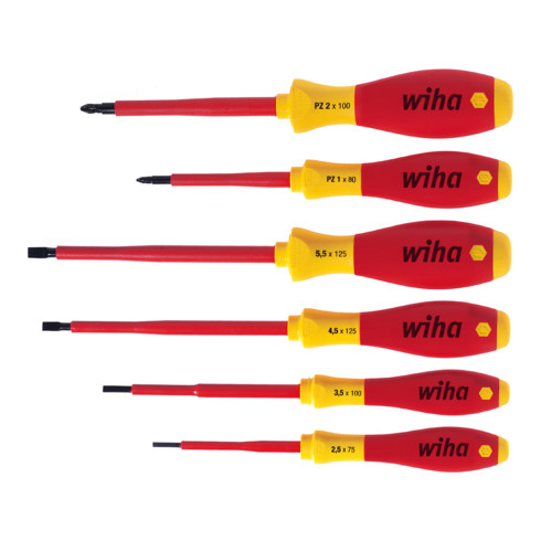 Wiha schroevendraaierset SoftFinish® elektrisch sleuf, Pozidriv 6 dlg.