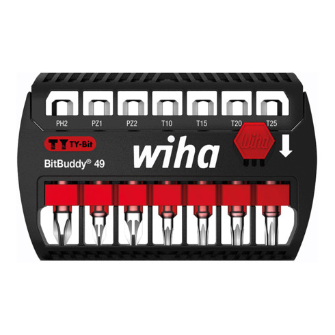 Wiha Set di bit BitBuddy® TY-Bit 49mm Phillips, Pozidriv, TORX® 7pz. 1/4", in scatola SB 7946-TY904