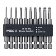 Wiha Set di bit Professional 70mm TX testa sferica 10pz. 1/4" in striscia di bit